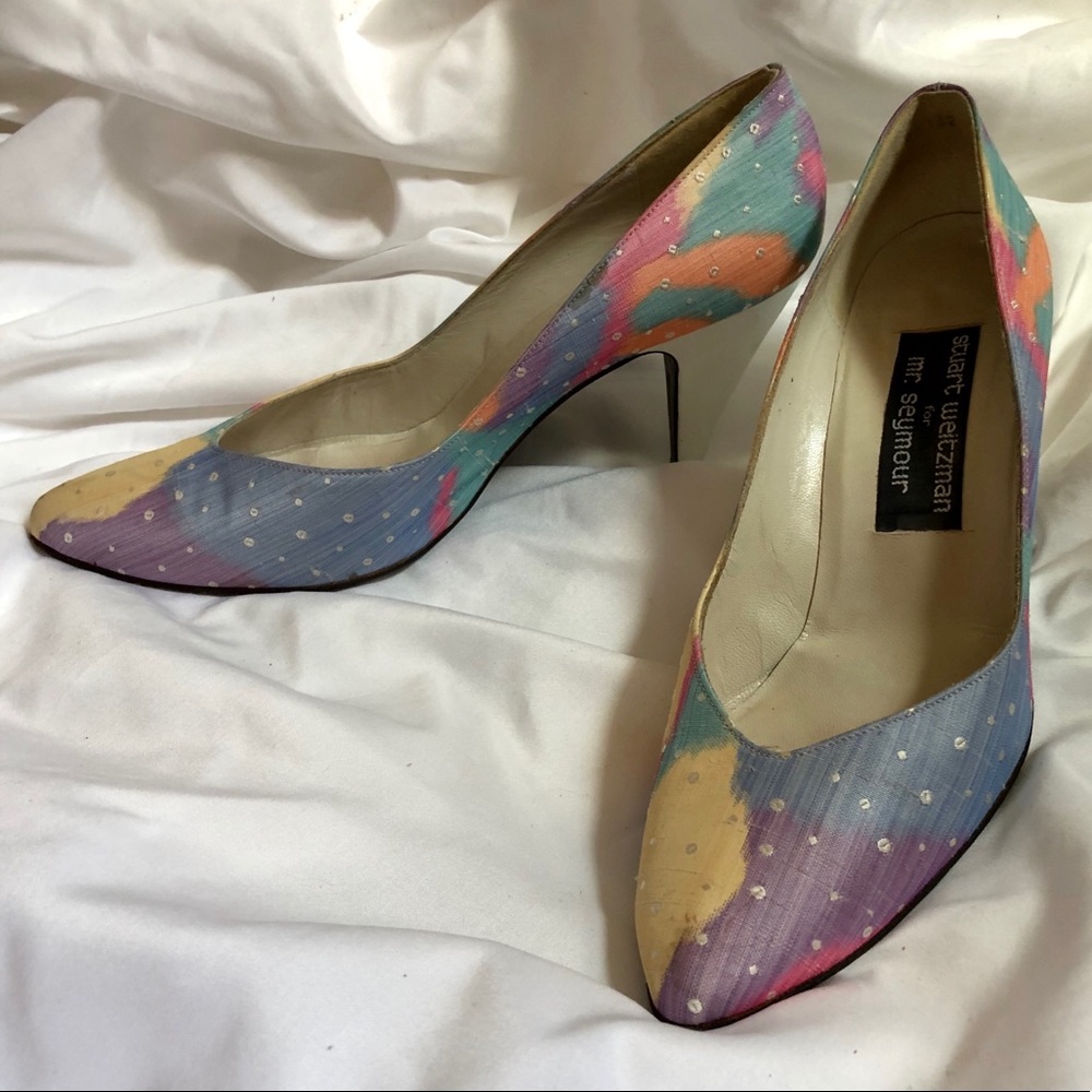 Vintage 80s Stuart Weitzman Rainbow Polkadot Pumps - Picture 2 of 6
